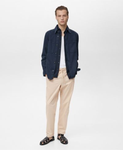 Mango Men's Adjustable Drawstring Cotton Pants
