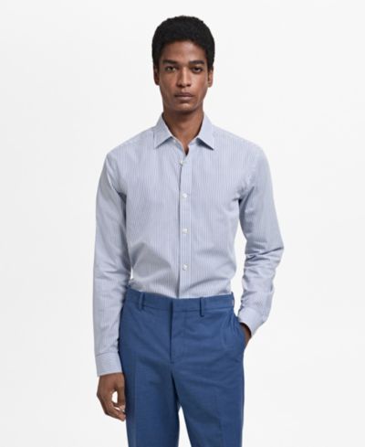 Мужская рубашка Mango Cotton Slim-Fit Striped