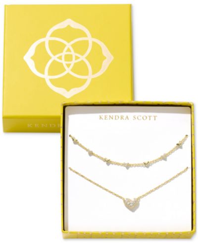 Kendra Scott 2-Pc. Set Pavé Heart 19" Necklaces