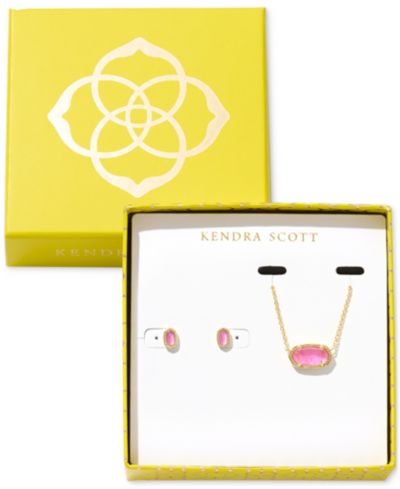 Подарочный набор Kendra Scott: золотистая подвеска Elisa и мини-серьги Ellie