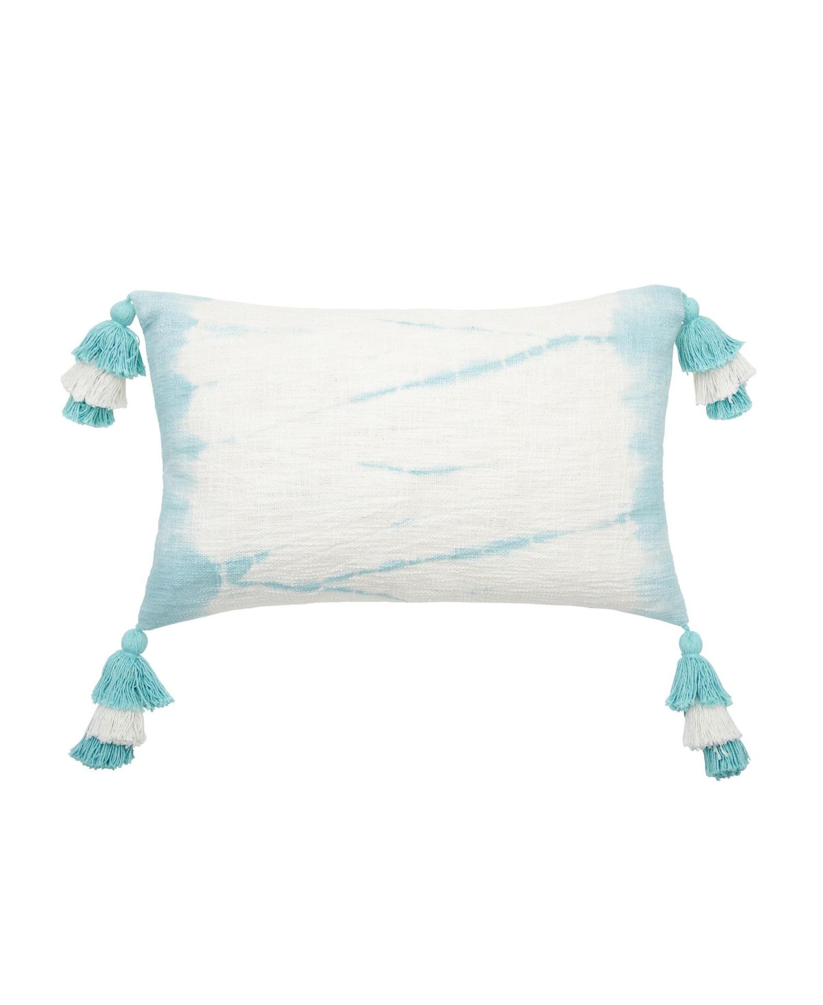 Декоративная подушка Buckroe Surf Light Blue & White Ombre Cotton с кисточками, 14" x 22"
