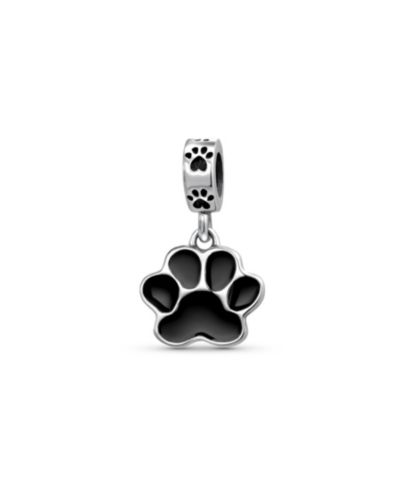 Bling Jewelry Pet Paw Print Enamel Dangle Charm Bead for Bracelet .925 Sterling Silver