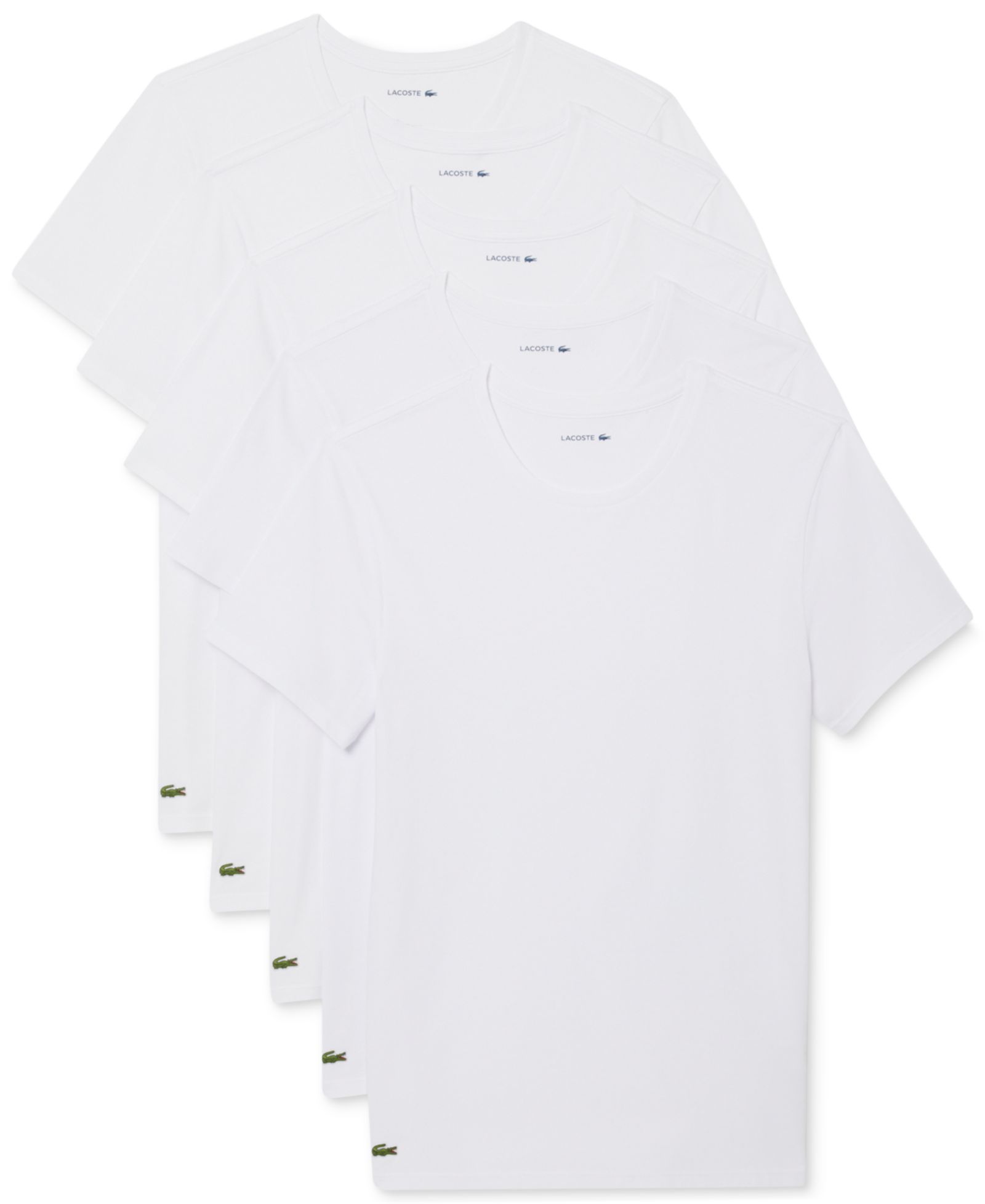 Lacoste Men's Slim-Fit Crewneck Undershirt, 5-Pack