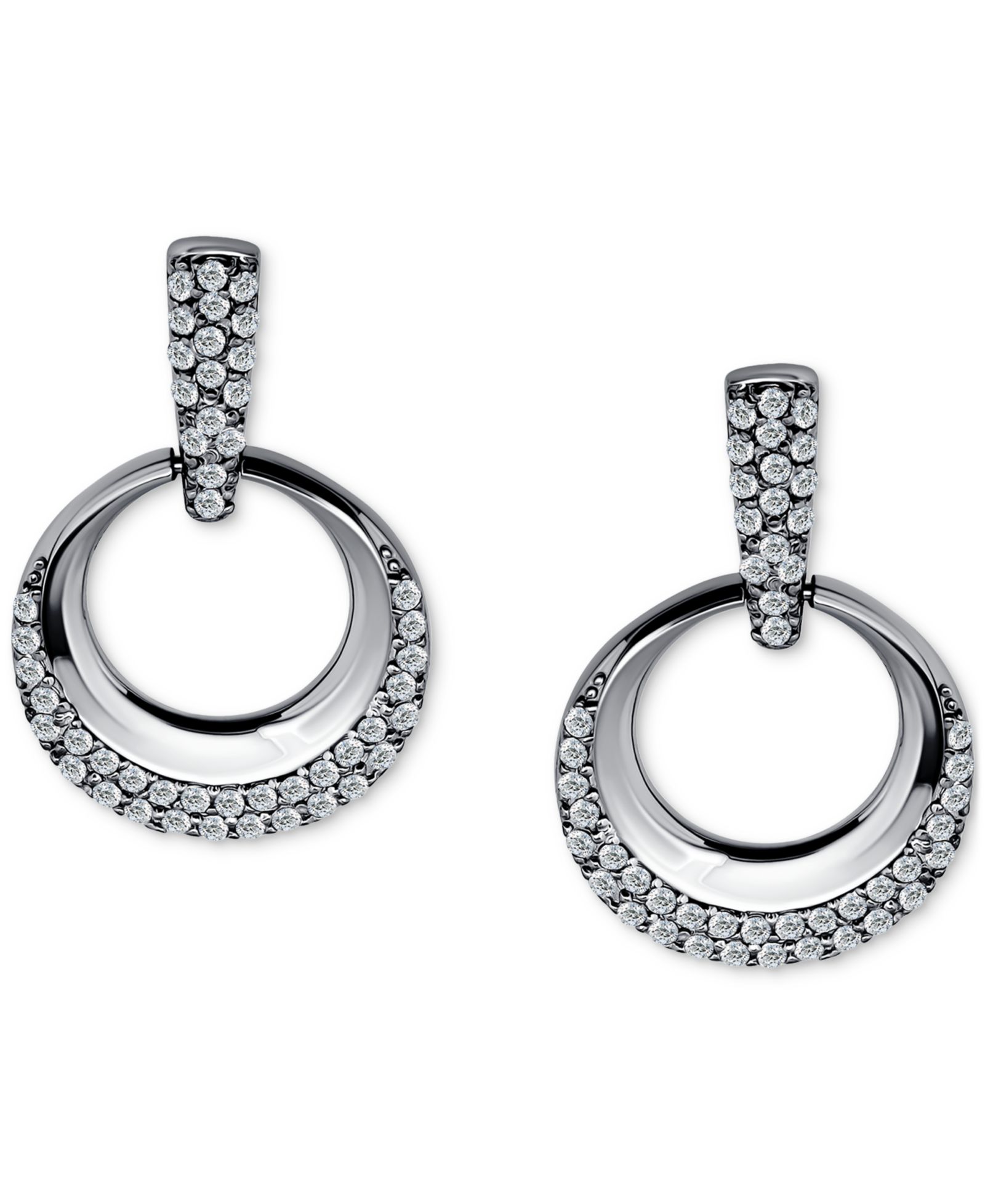 Giani Bernini Cubic Zirconia Pavé Doorknocker Drop Earrings, Exclusively at Macy's