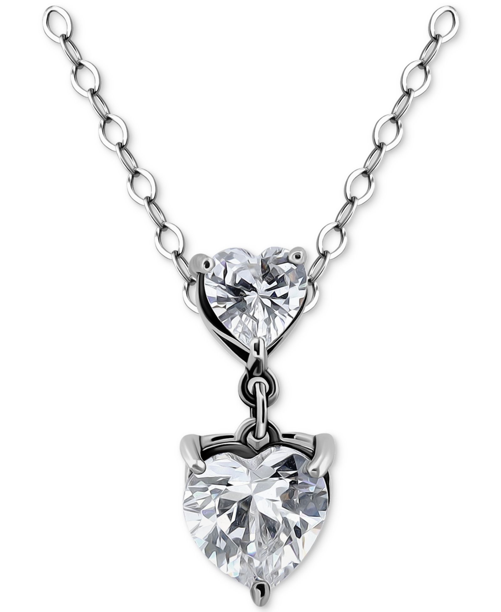 Giani Bernini ожерелье с кулоном Double Heart, Cubic Zirconia, 16" + 2" extender