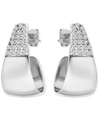 Giani Bernini серьги-кольца с кубическим цирконием Sterling Silver
