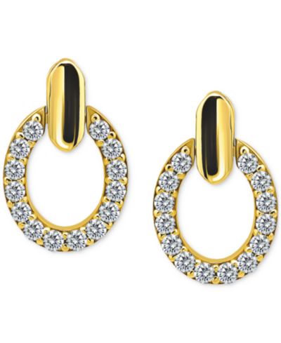 Серьги Giani Bernini Cubic Zirconia Round в 18k Gold поверх Sterling Silver