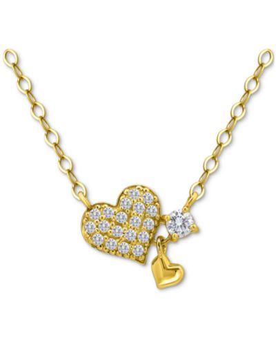 Giani Bernini подвеска с сердцем из фианитов (3/8 ct. t.w.) в 18k Gold-Plated Sterling Silver, 16" + 2" extender