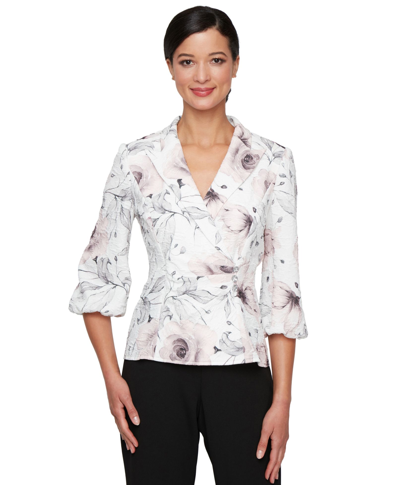Топ Alex Evenings Petite Jacquard Printed Faux-Wrap
