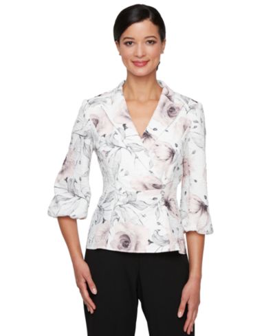 Топ Alex Evenings Petite Jacquard Printed Faux-Wrap