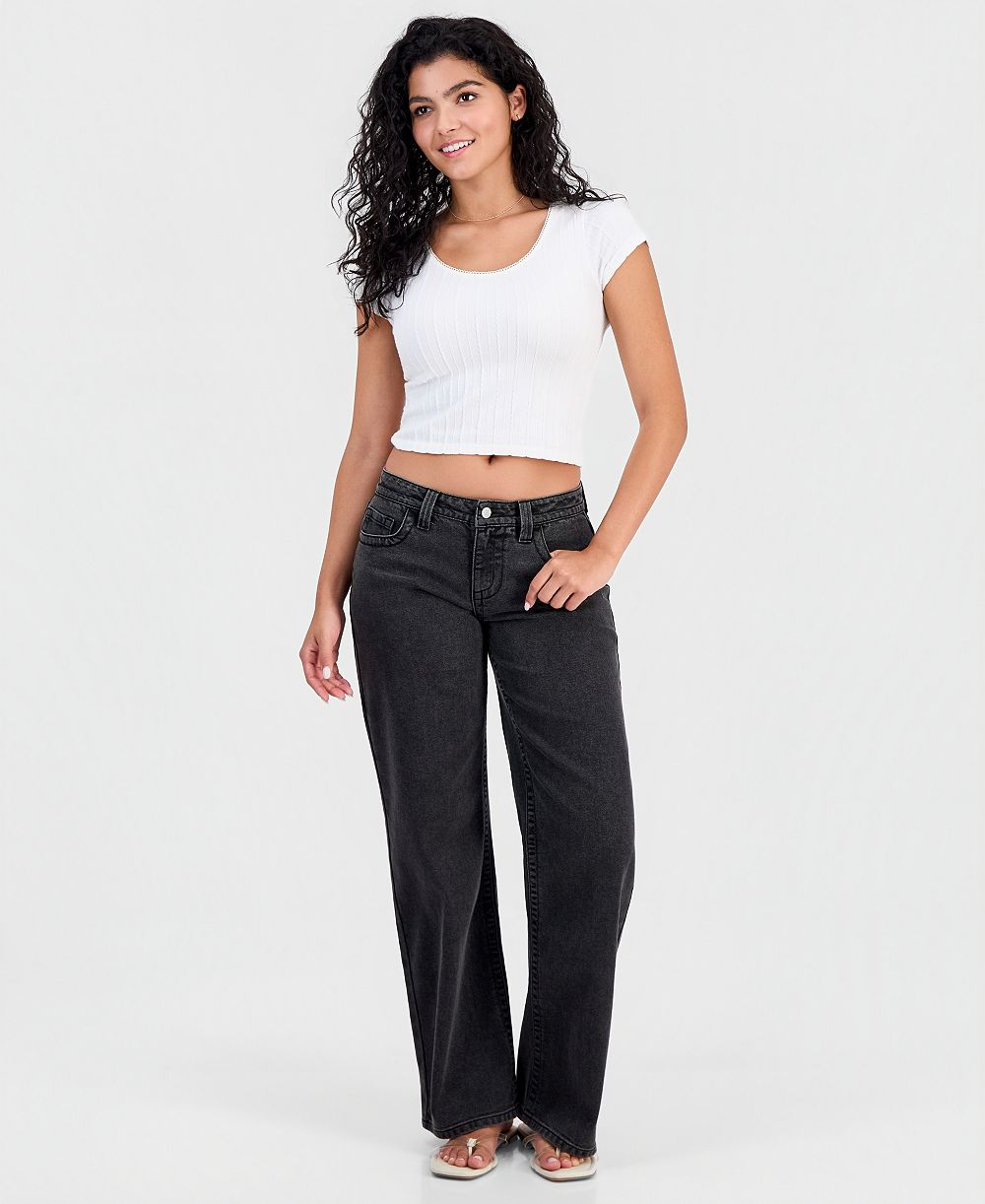 Celebrity Pink Juniors' Mariah High-Rise Baggy Wide-Leg Curvy Jeans
