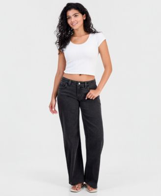 Celebrity Pink Juniors' Mariah High-Rise Baggy Wide-Leg Curvy Jeans