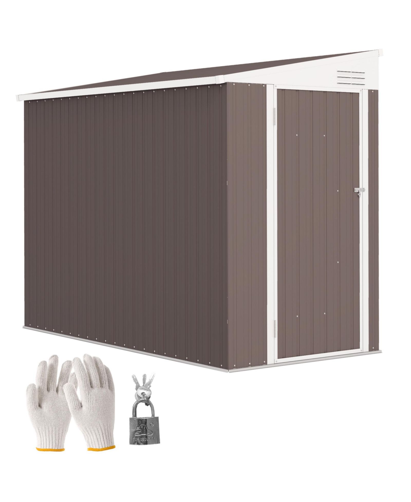 Outsunny сарай для хранения 4' x 8', оцинкованный, с замком, со светом
