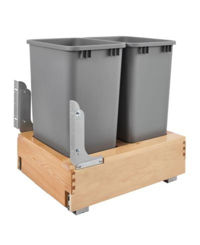 Двойной выдвижной мусорный контейнер Rev-A-Shelf 50 qt. Gray