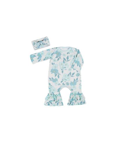 Baby Grey by Everly Grey Baby Girls (0 To 18 Months) Ruffle Long Sleeve Romper & Head Wrap Set