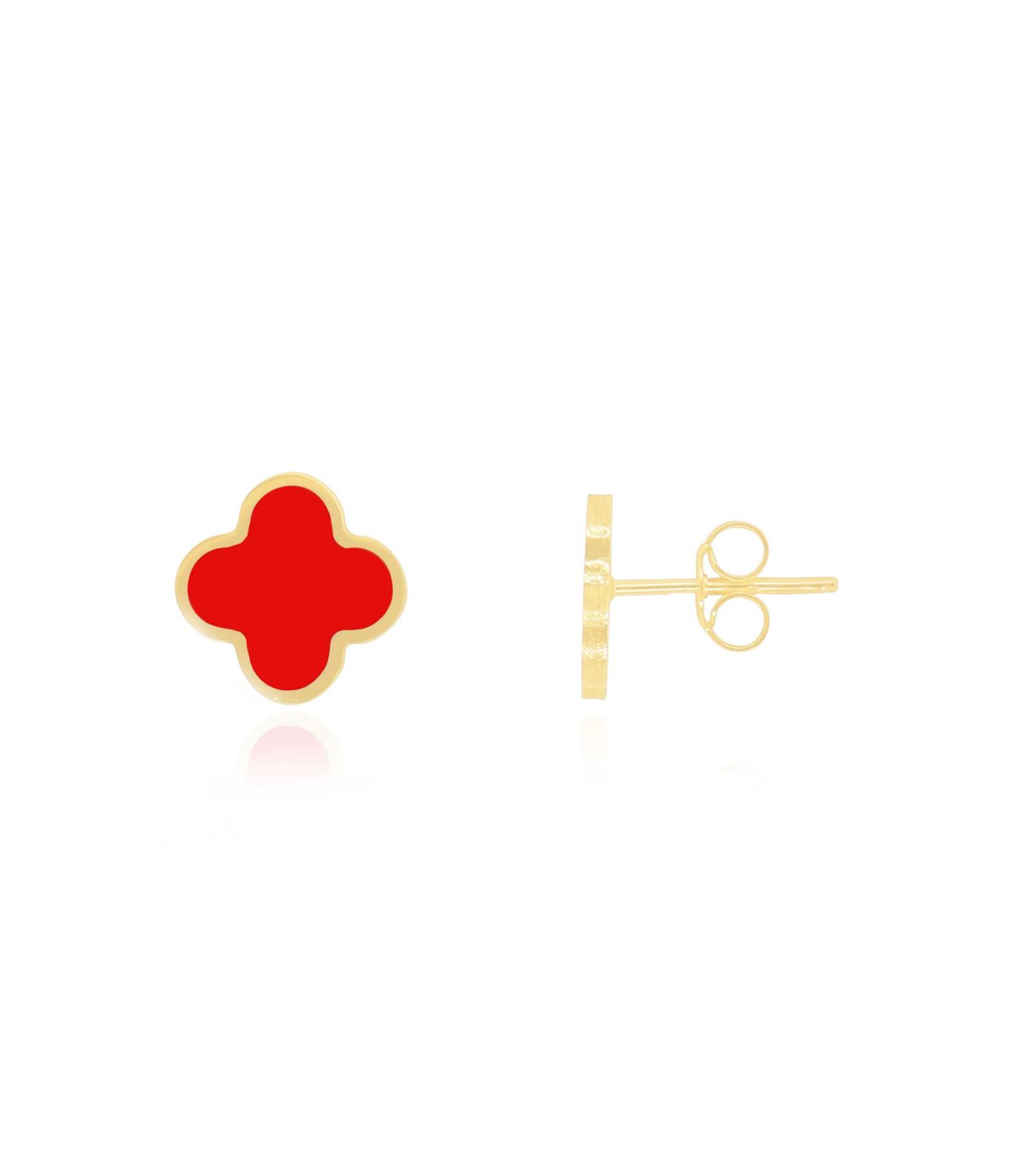 The Lovery Coral Clover Stud Earrings