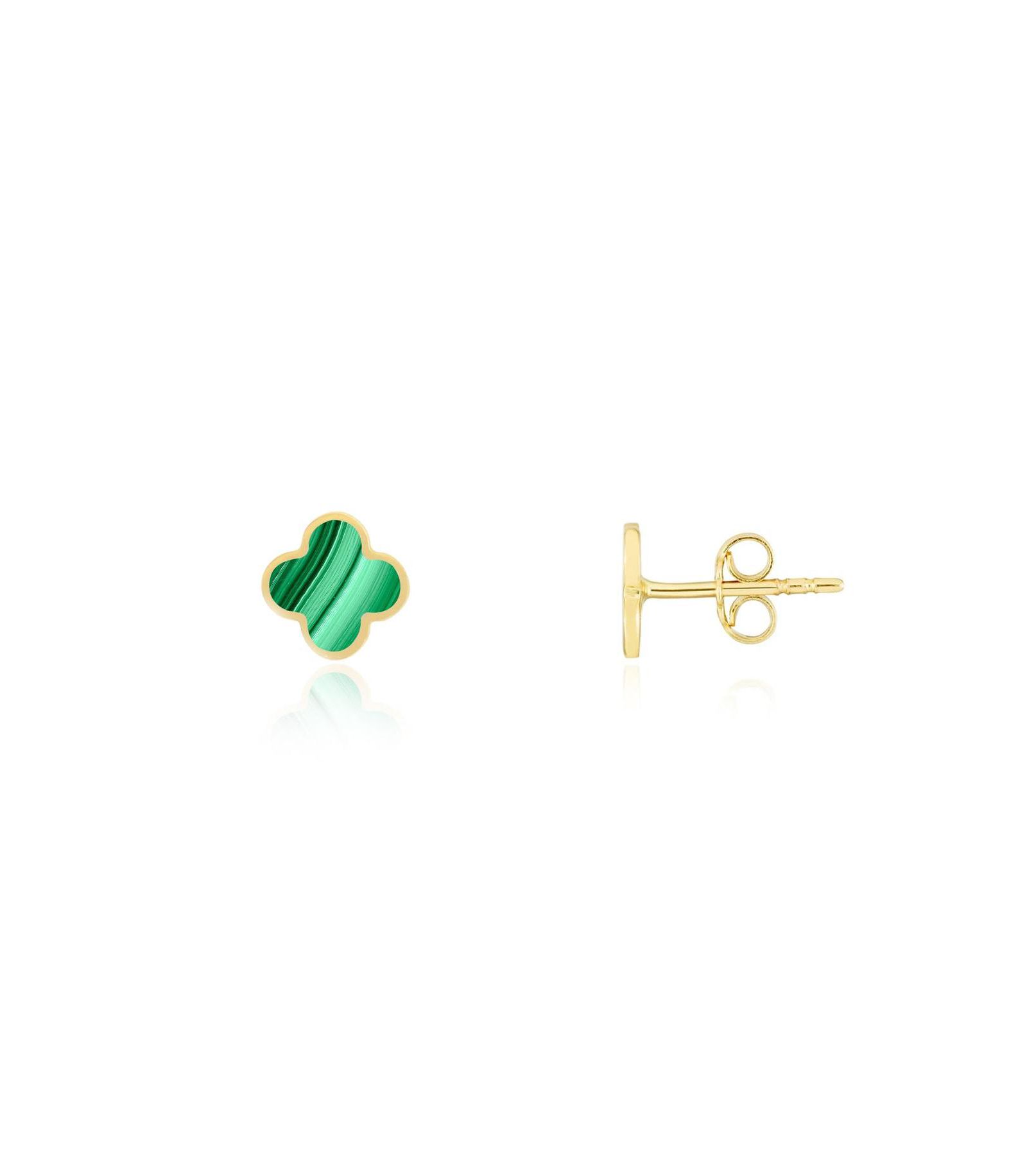 The Lovery Mini Malachaite Clover Stud Earrings