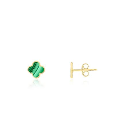 The Lovery Mini Malachaite Clover Stud Earrings