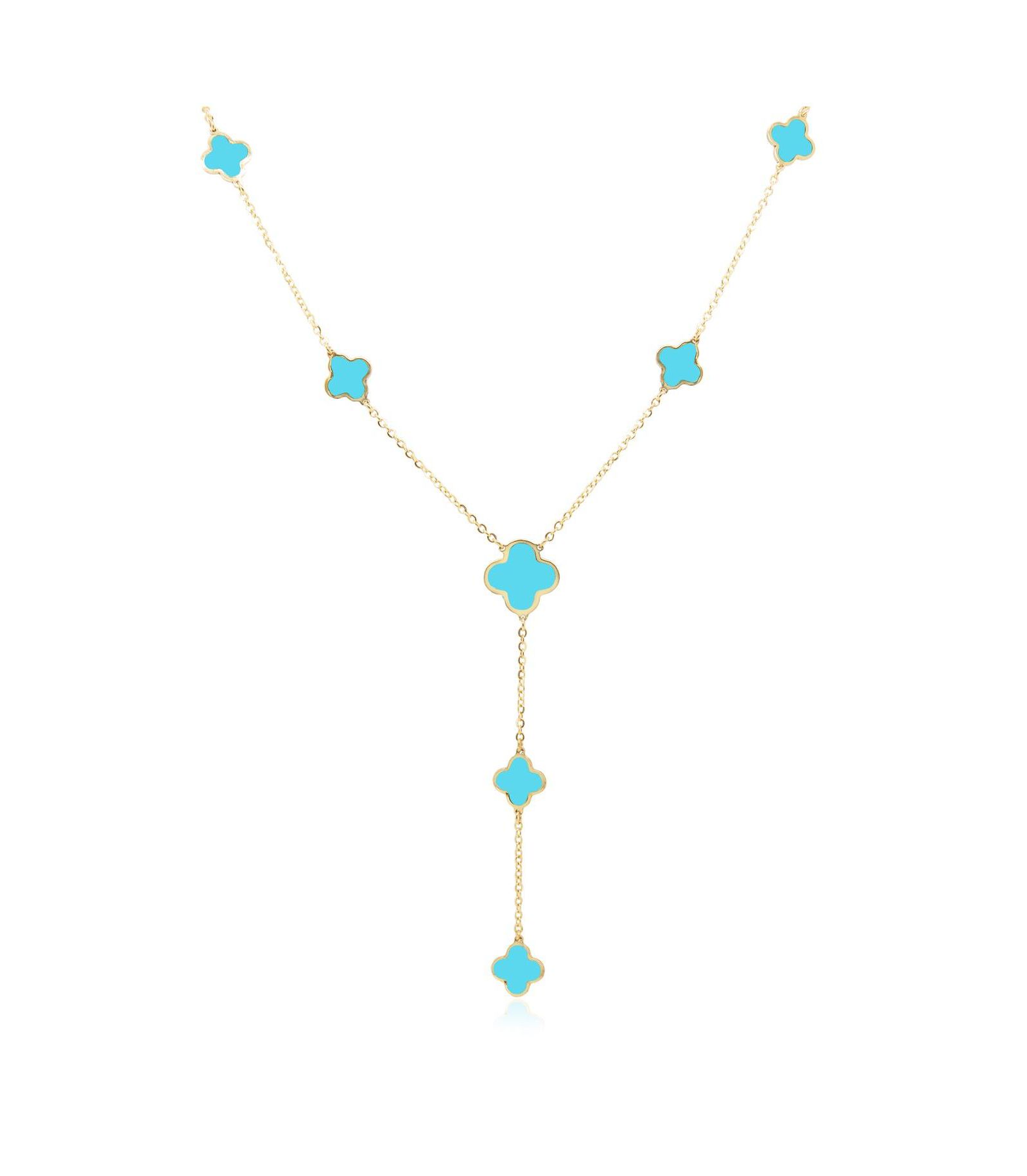 The Lovery ожерелье-лариат с жемчугом Turquoise Clover, 14K Gold
