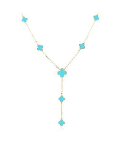 The Lovery ожерелье-лариат с жемчугом Turquoise Clover, 14K Gold