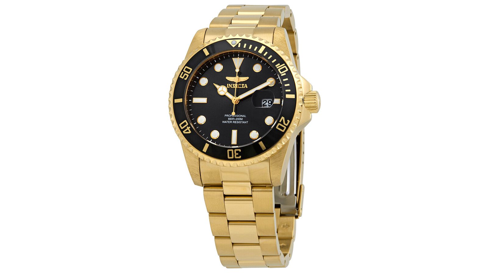 Invicta Men's 33271 Pro Diver Quartz 3 Hand Black Dial Watch