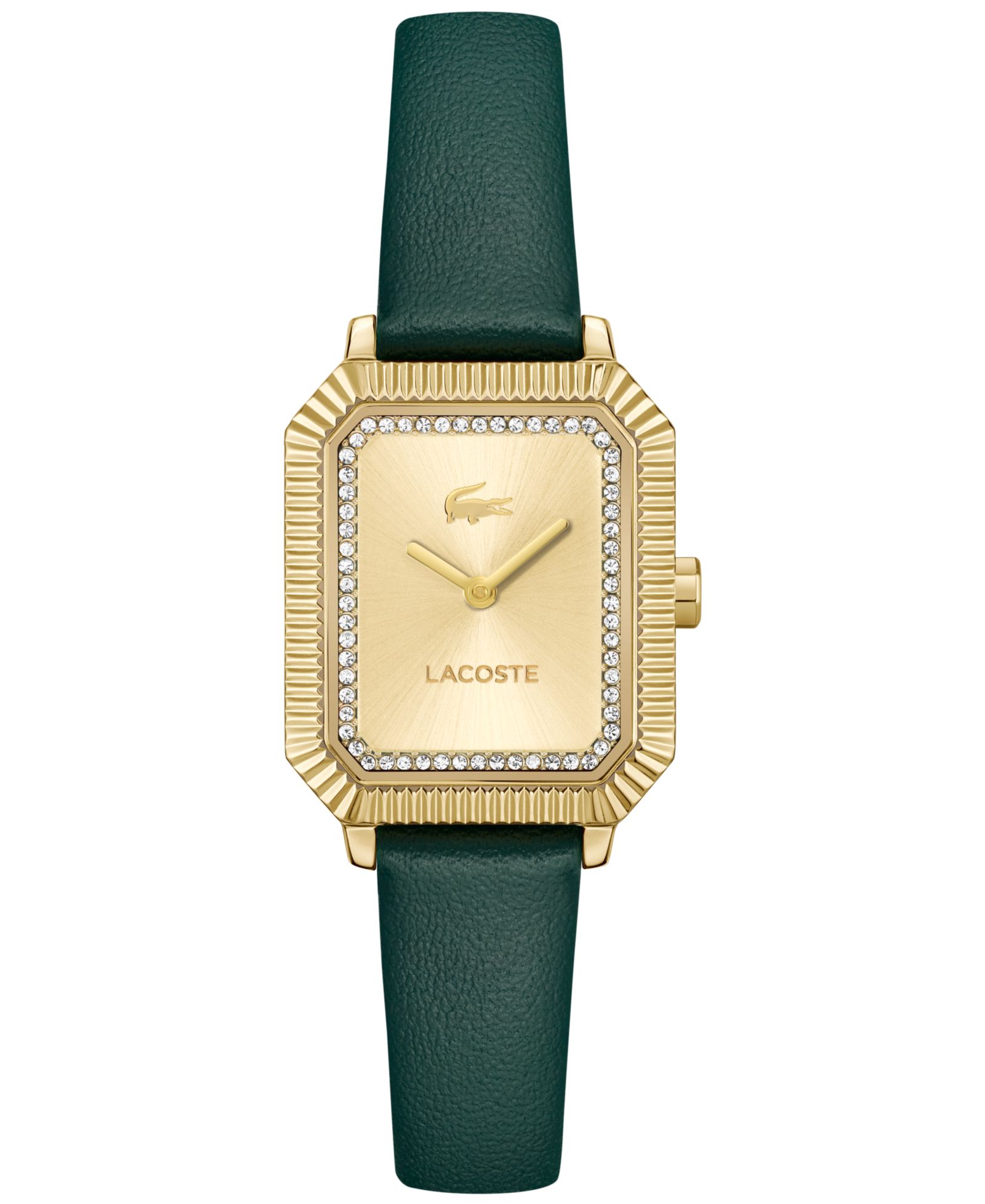 Lacoste Женские часы Parisienne с зеленым кожаным ремешком, 28.3 x 20.7mm