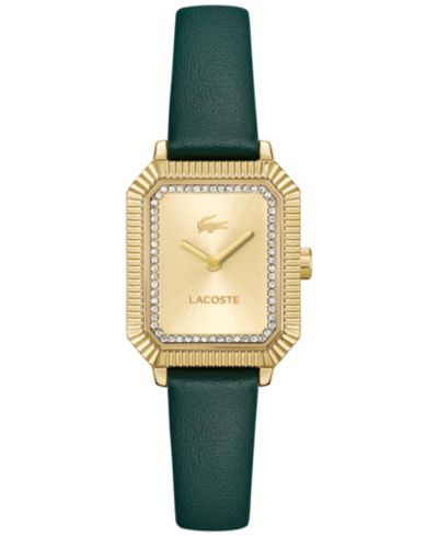 Lacoste Женские часы Parisienne с зеленым кожаным ремешком, 28.3 x 20.7mm