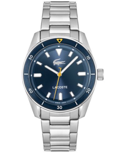 Lacoste Men's Boston Silver Tone Stainless Steel Bracelet Watch, 39mm