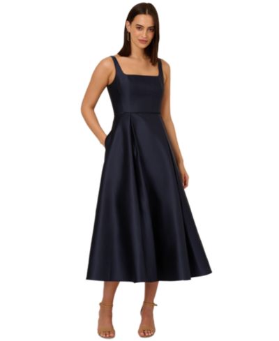 Женское миди-платье Adrianna Papell Petite Square-Neck Sleeveless