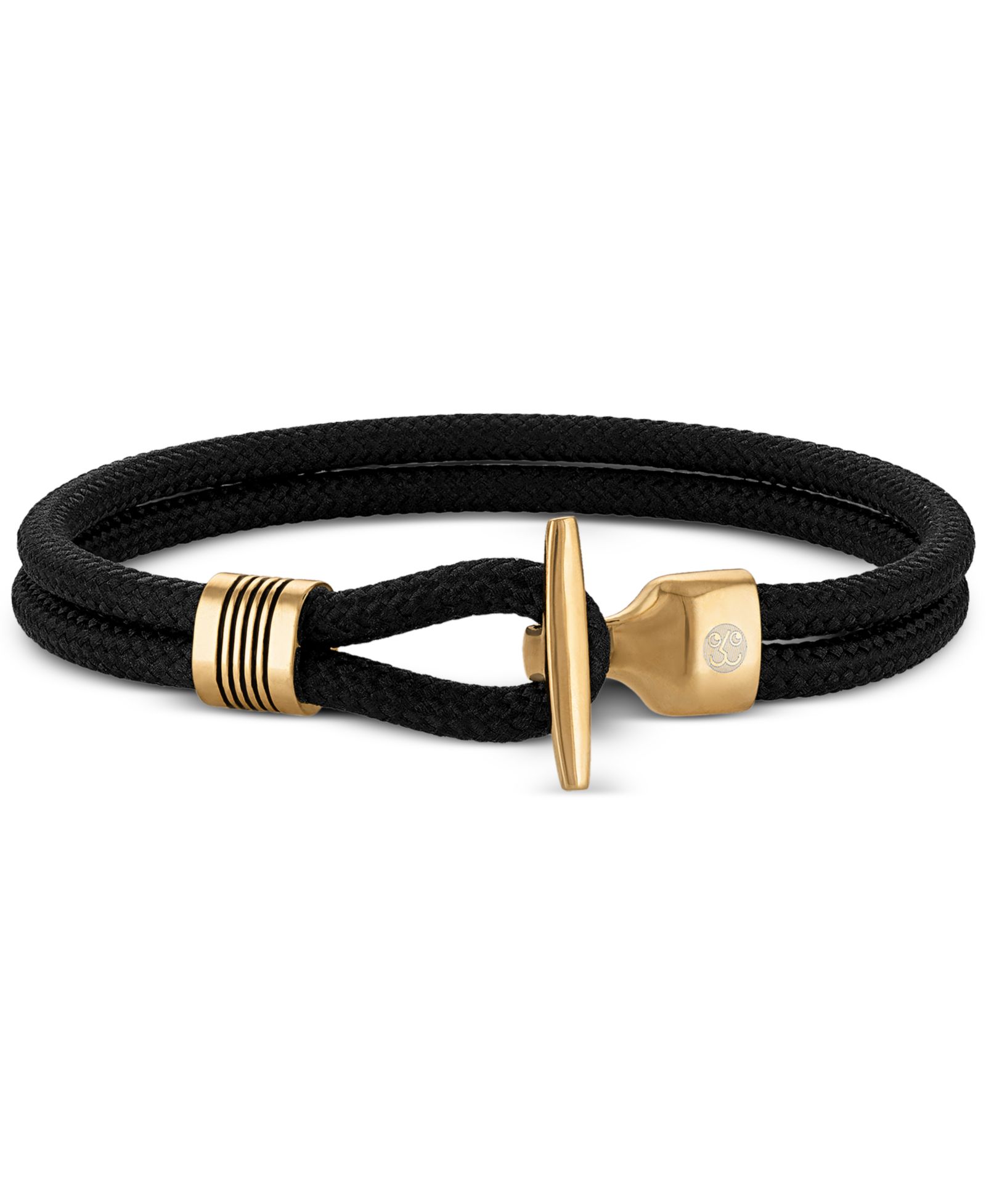 Мужской браслет Esquire Jewelry Black Cord Toggle в Gold-Tone Ion-Plated Stainless Steel