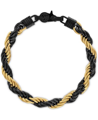 Esquire Men's Jewelry браслет Intertwined Rope Link Black & Gold-Tone