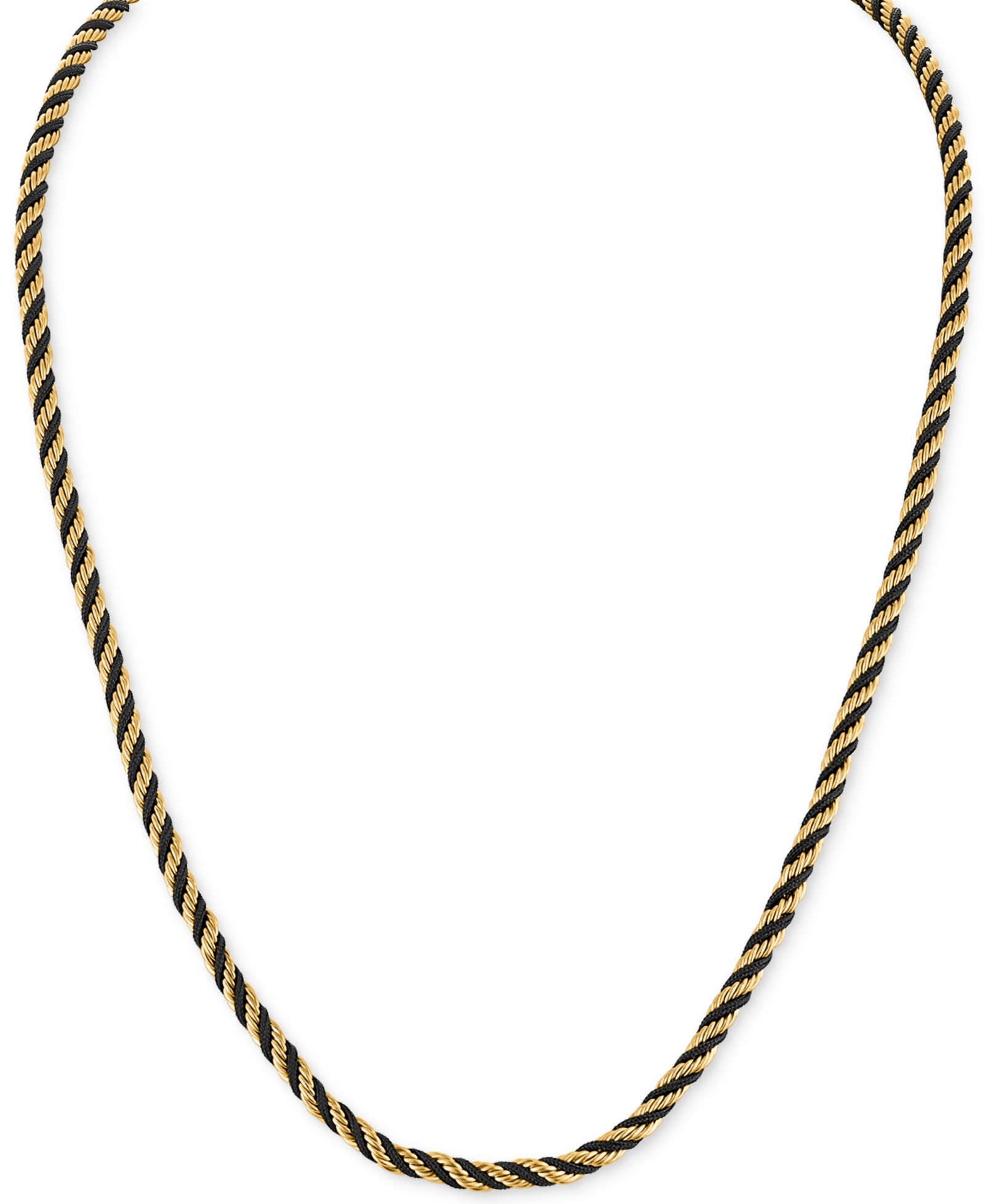 Мужское ожерелье Esquire Jewelry Black Cord Intertwined Rope Link 22" Chain в золотом цвете