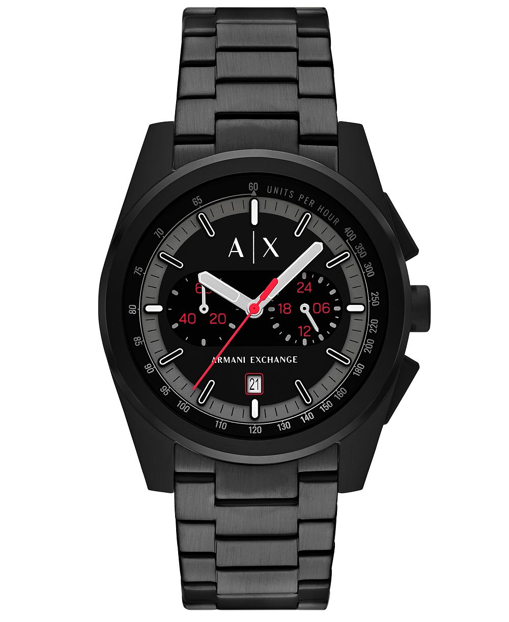 Мужские наручные часы A|X Armani Exchange с кварцевым хронографом, черный нержавеющий металл, 42 мм