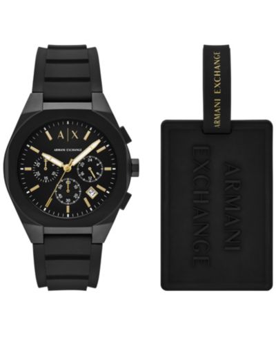 Мужские кварцевые часы A|X Armani Exchange Chronograph Black Silicone 42mm