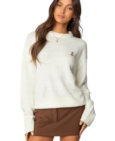 Edikted Women's Puppy Love Embroidered Sweater