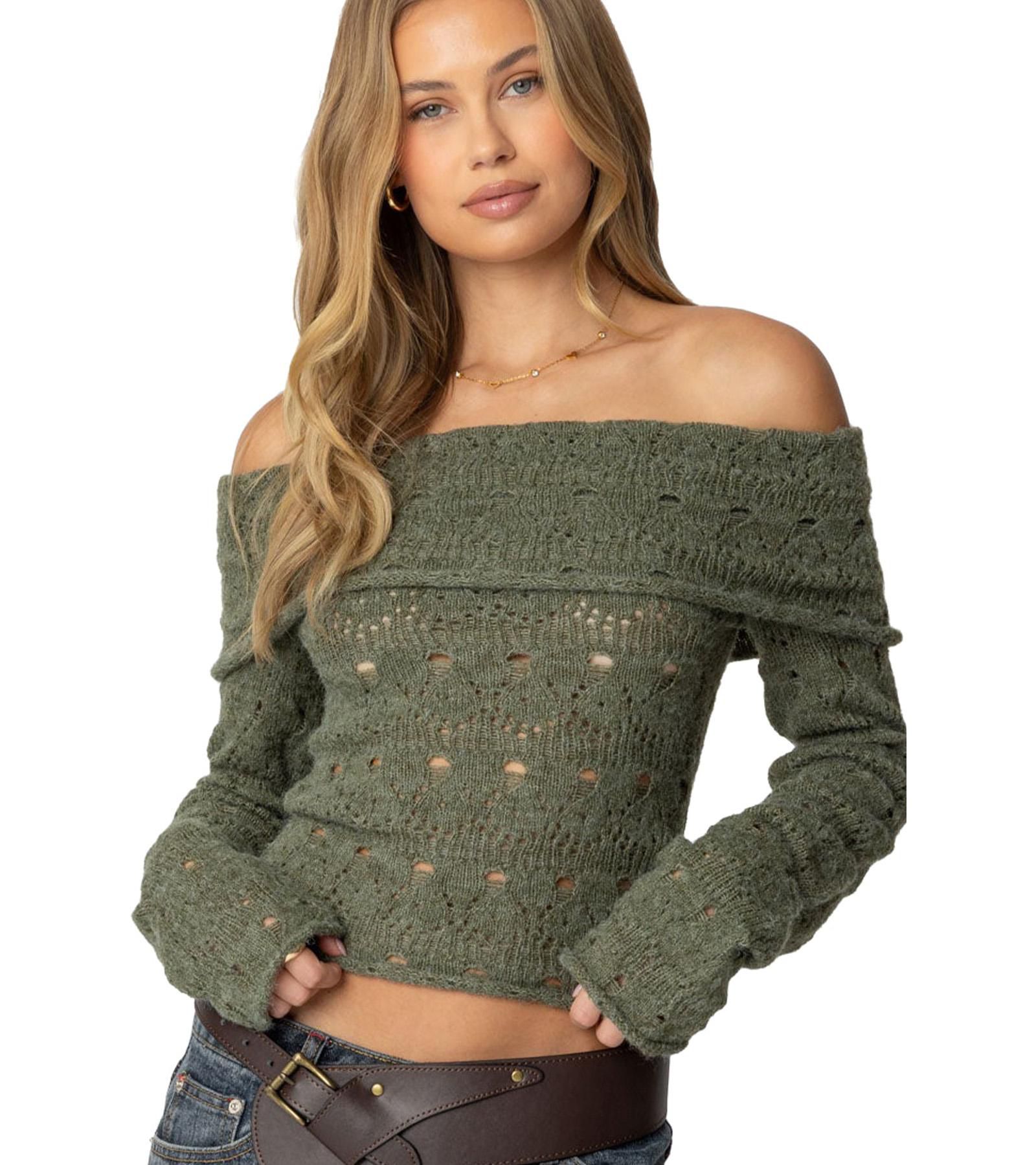 Edikted Women's Kenna Fold Over Knit Top