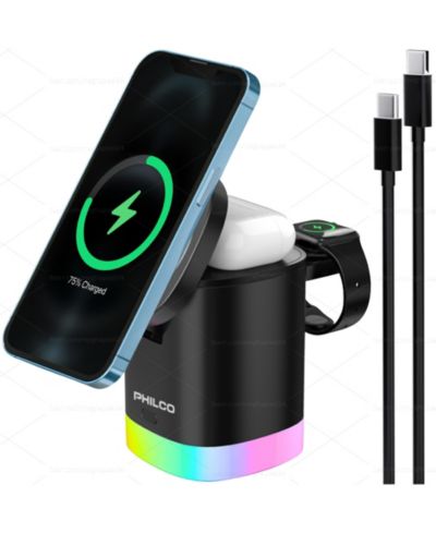 PHILCO беспроводная зарядная станция 3-в-1 MagSafe для Apple iPhone 16 15 14 13 12 11