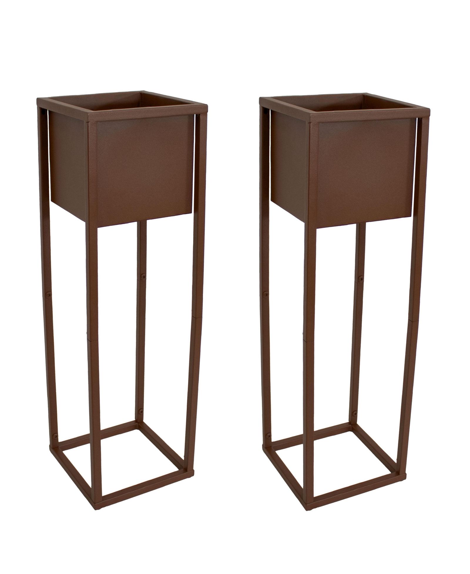 Набор из 2 уличных приподнятых кашпо Sunnydaze Decor Modern Simplicity, сталь, квадратные