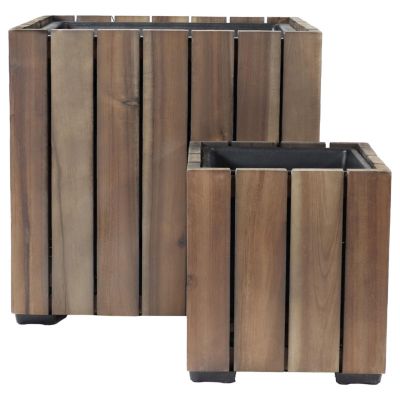 Деревянные ящики для растений Sunnydaze Decor 12.75" W x 12.75" D x 12.5" H, 2 шт. из акации