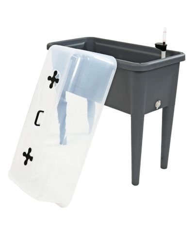 Sunnydaze Decor Приподнятая грядка с самополивом и крышкой-клошем - 30" W x 14.5" D x 33" H - Gray
