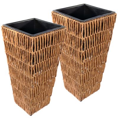 Высокие кашпо Sunnydaze Decor из полиротанга для дома и улицы, 2 шт., 11"