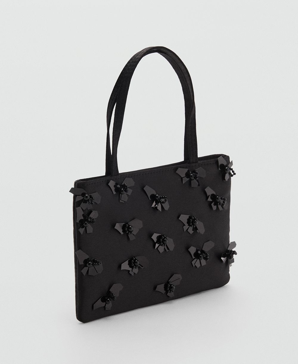Mango Women's Flower Applique Handbag