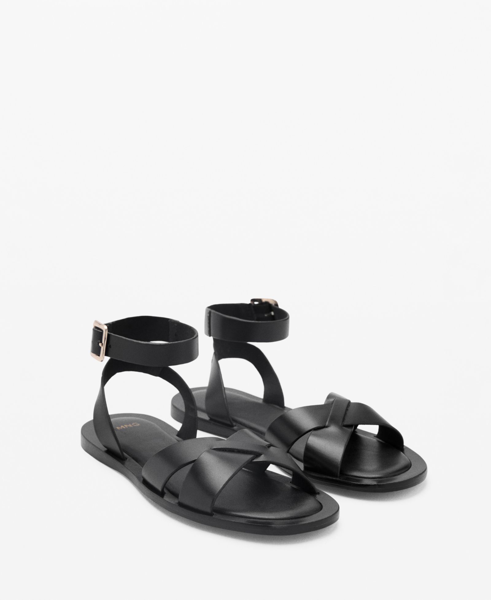Mango Women's Buckle Strap Leather Sandals