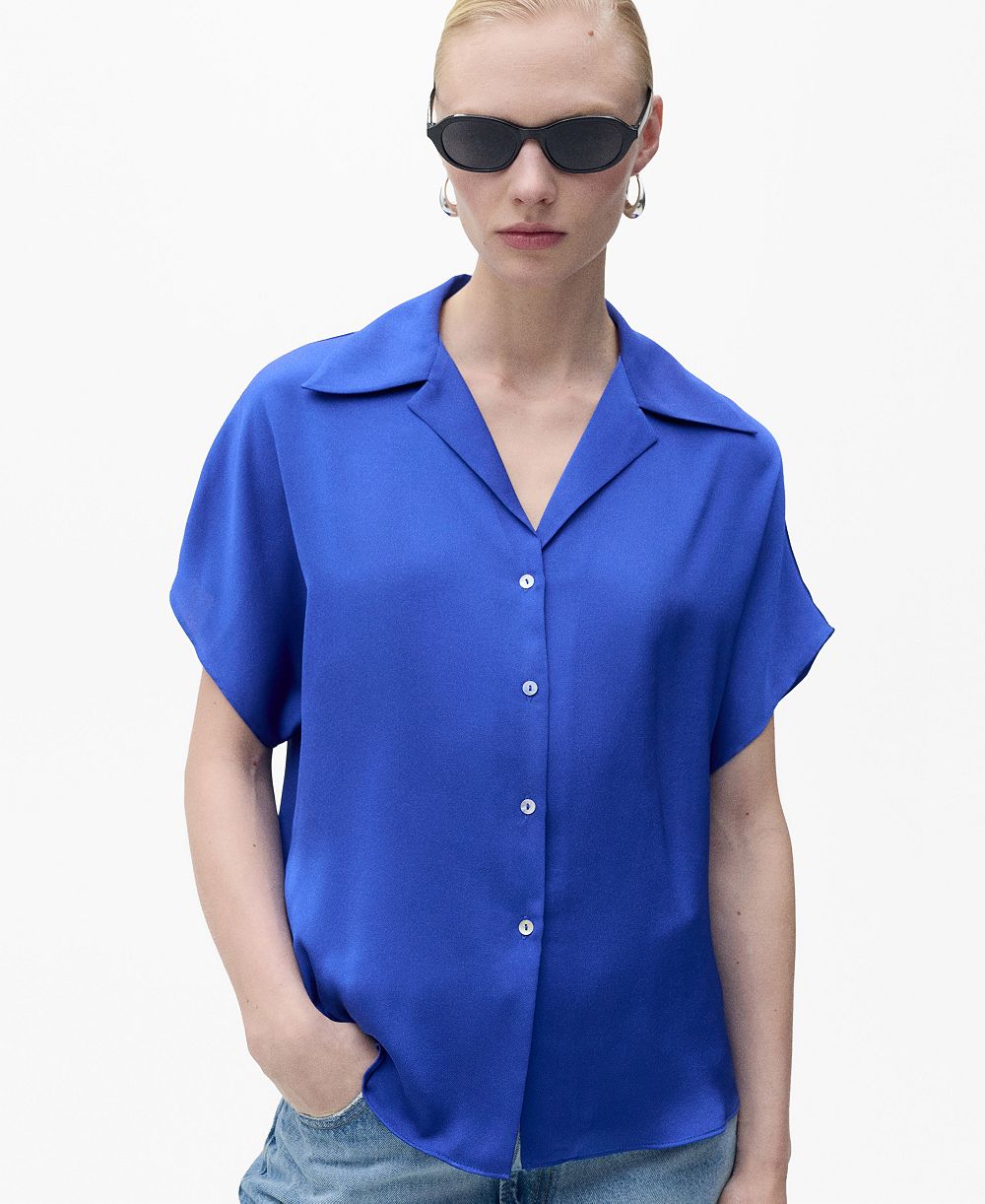 Mango Women's Short-Sleeved Satin Shirt