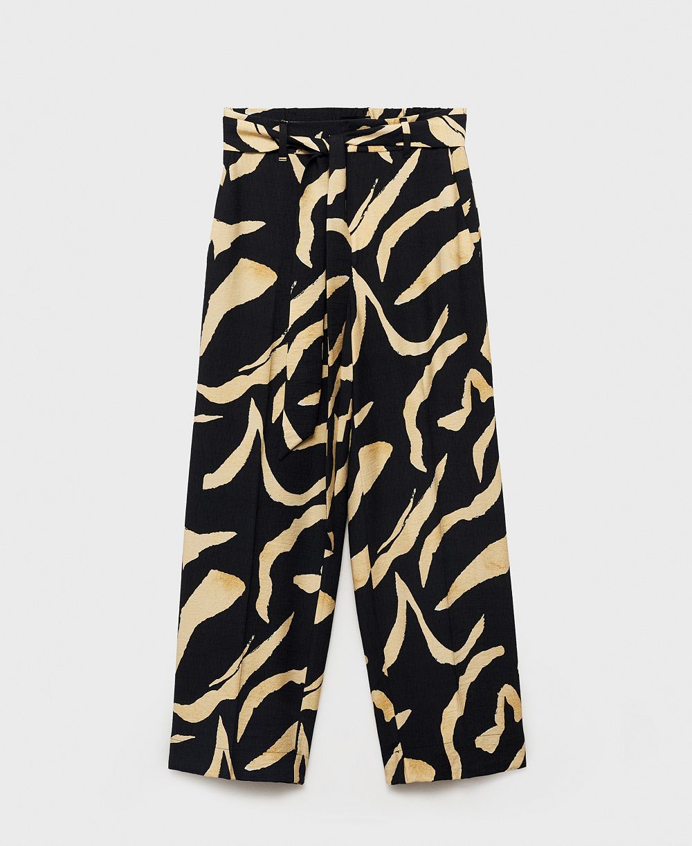 Женские брюки Mango Belted Printed Straight