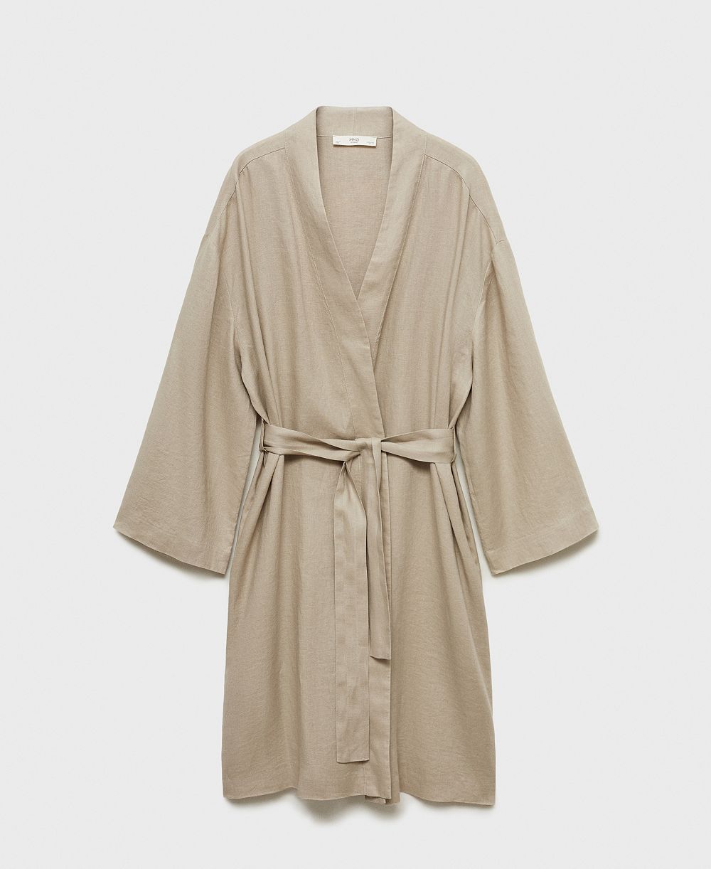 Женский домашний халат Mango Linen Home Robe