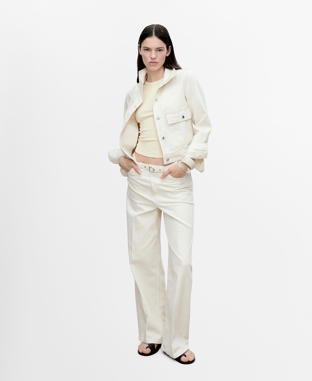 Mango Women's Belt Wide Leg Jeans