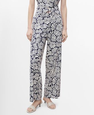Mango Women's Floral Linen Pants