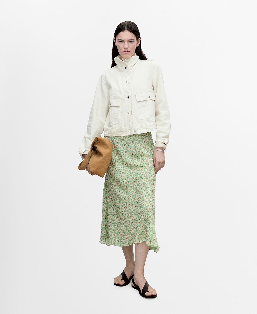 Mango Women's Long Flared Floral Skirt