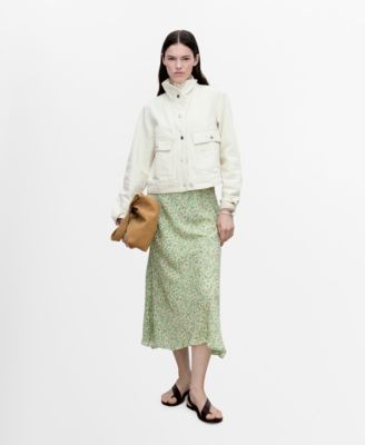 Mango Women's Long Flared Floral Skirt
